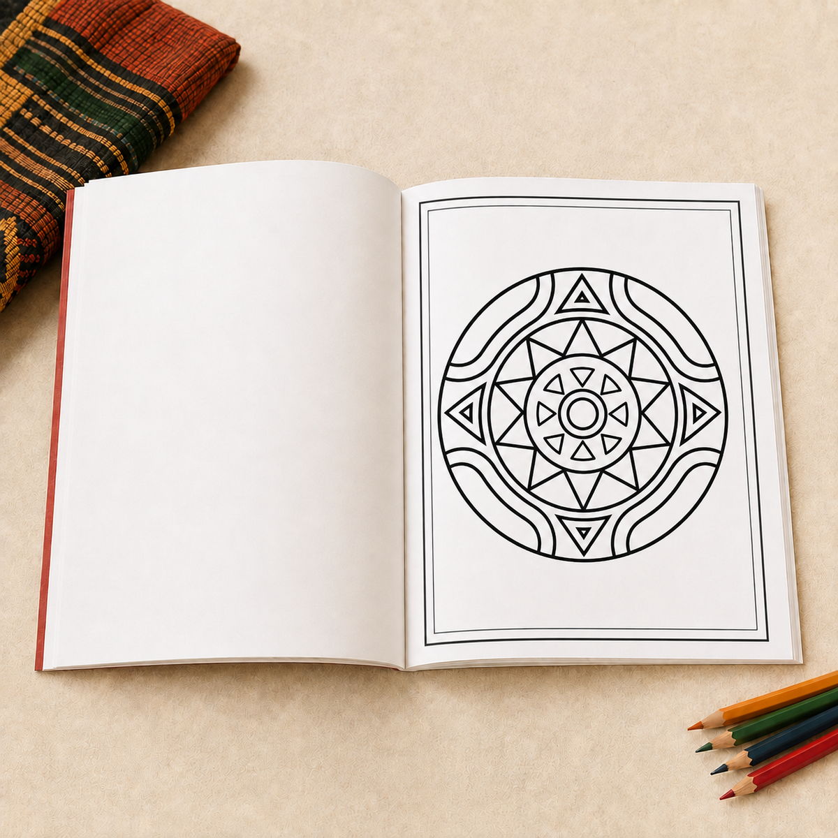 African Textile Medallions: Bold Geometric Patterns (Coloring Book)