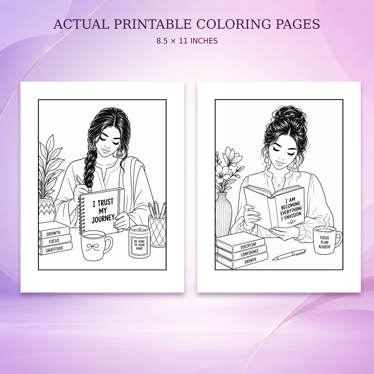 Empowered in Every Shade — Print to Color Collection (7- Women Empowerment Images)