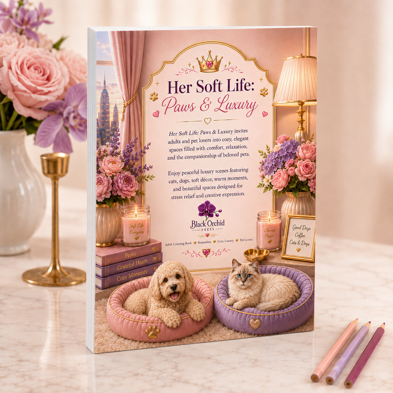Her Soft Life: Paws & Luxury: Coloring Book for Adults & Pet Lovers