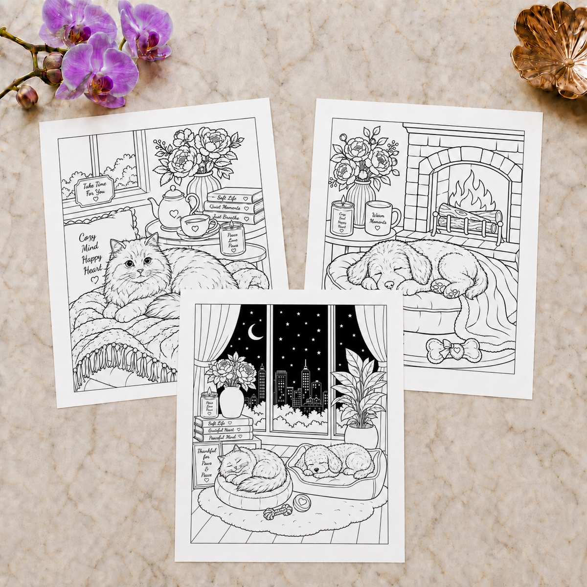 Her Soft Life: Paws & Luxury — Print to Color Collection