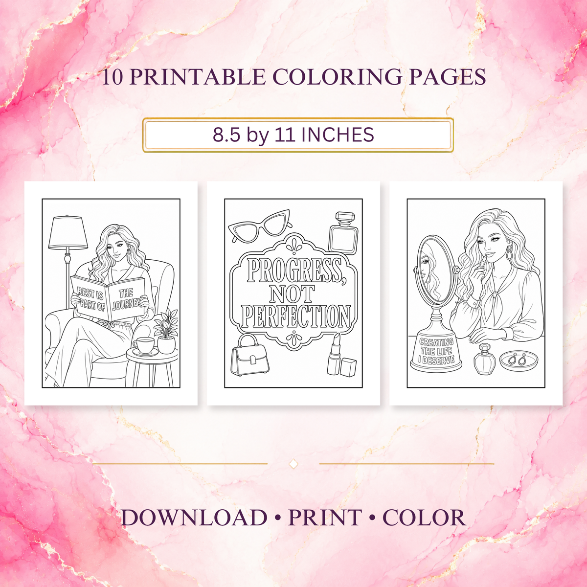 Confidently Me: Fashion & Affirmations Print to Color Collection