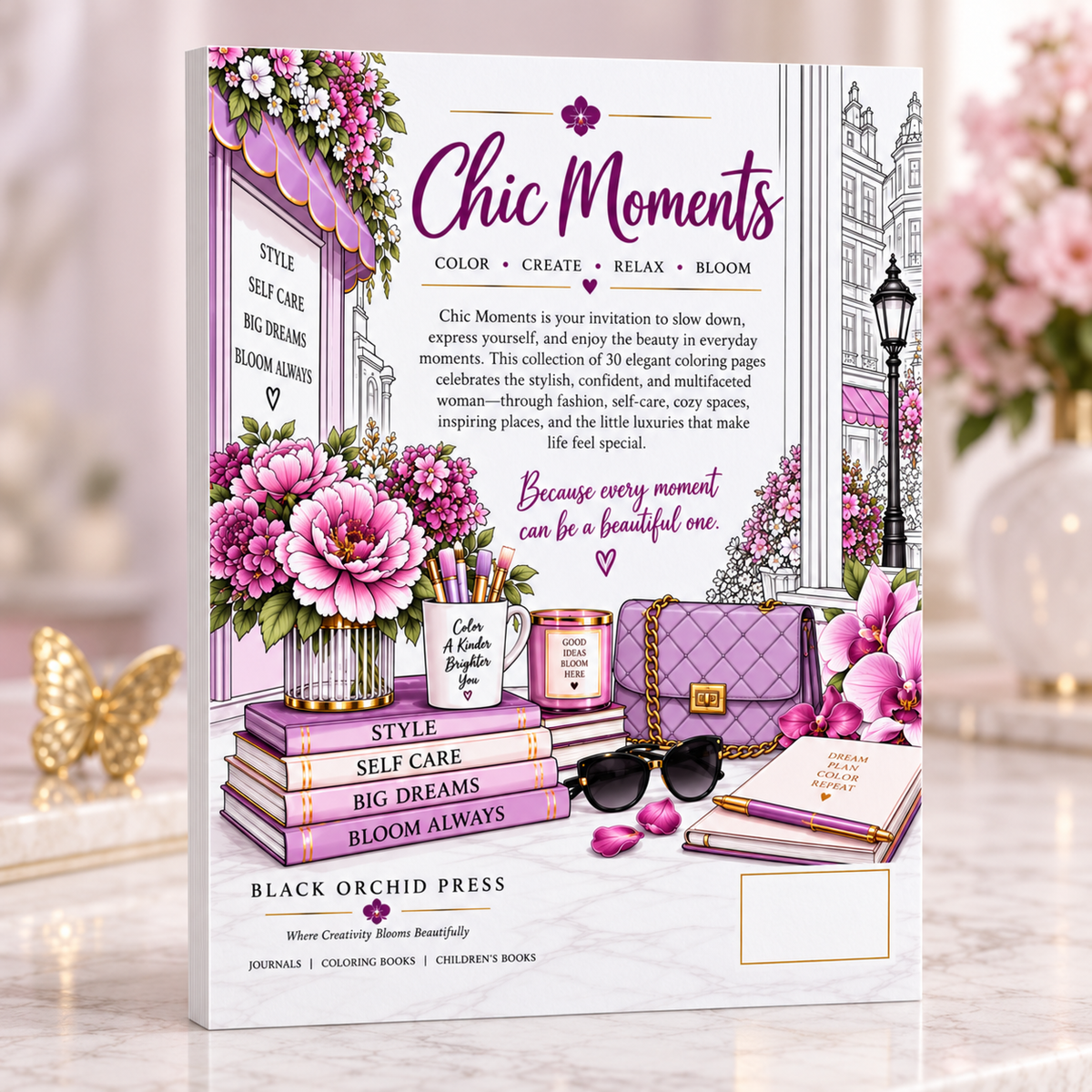 Chic Moments: Bold & Beautiful Coloring Pages for Women — Print to Color Collection