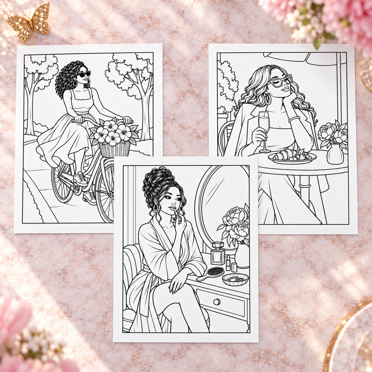 Chic Moments: Bold & Beautiful Coloring Pages for Women — Print to Color Collection