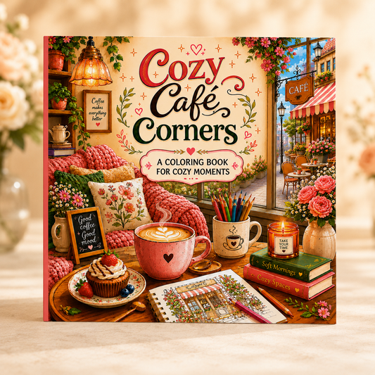 Cozy Cafe Corners — Print to Color Collection