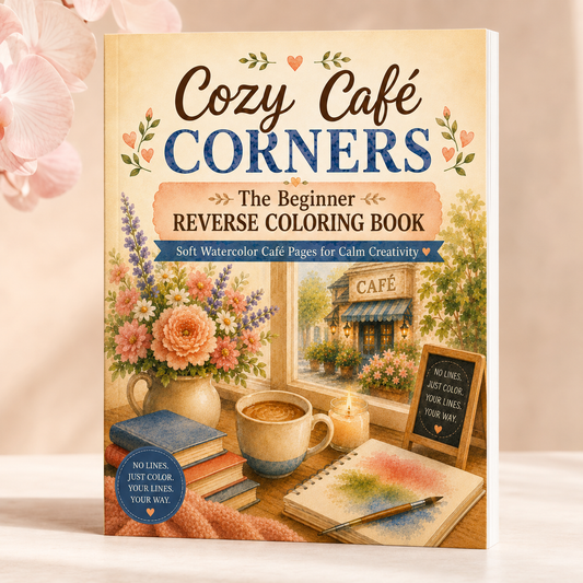 Cozy Café Corners: The Beginner Reverse Coloring Book