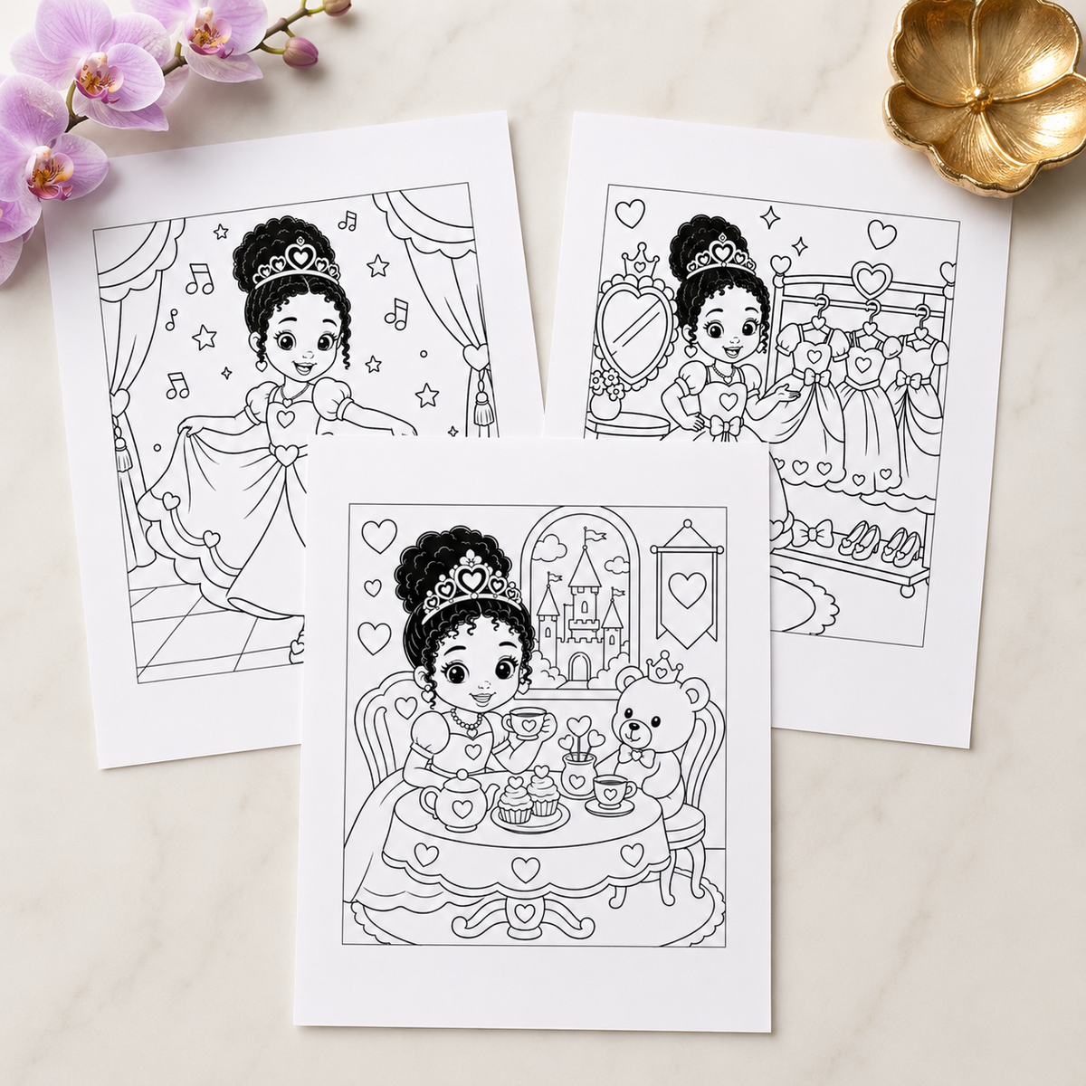 Crowned in Color: Little Princess Edition — Print to Color Collection