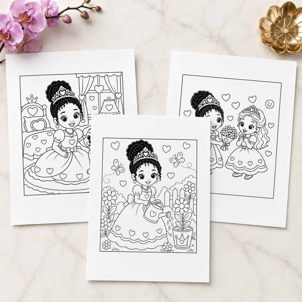 Crowned in Color: Little Princess Edition — Print to Color Collection