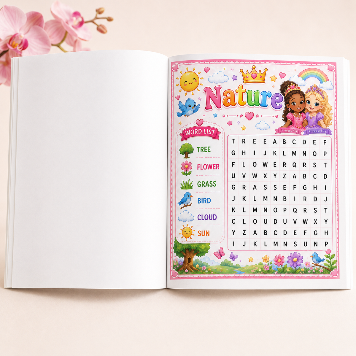 Crowned in Color: Princess Word Search Fun (Children's Activity Book) for Ages 4-8
