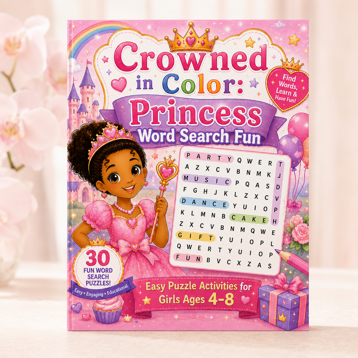 Crowned in Color: Princess Word Search Fun (Children's Activity Book) for Ages 4-8