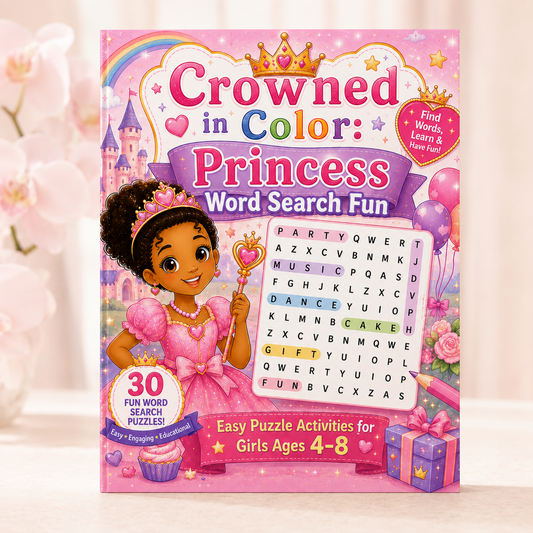 Crowned in Color: Princess Word Search Fun (Children's Activity Book) for Ages 4-8