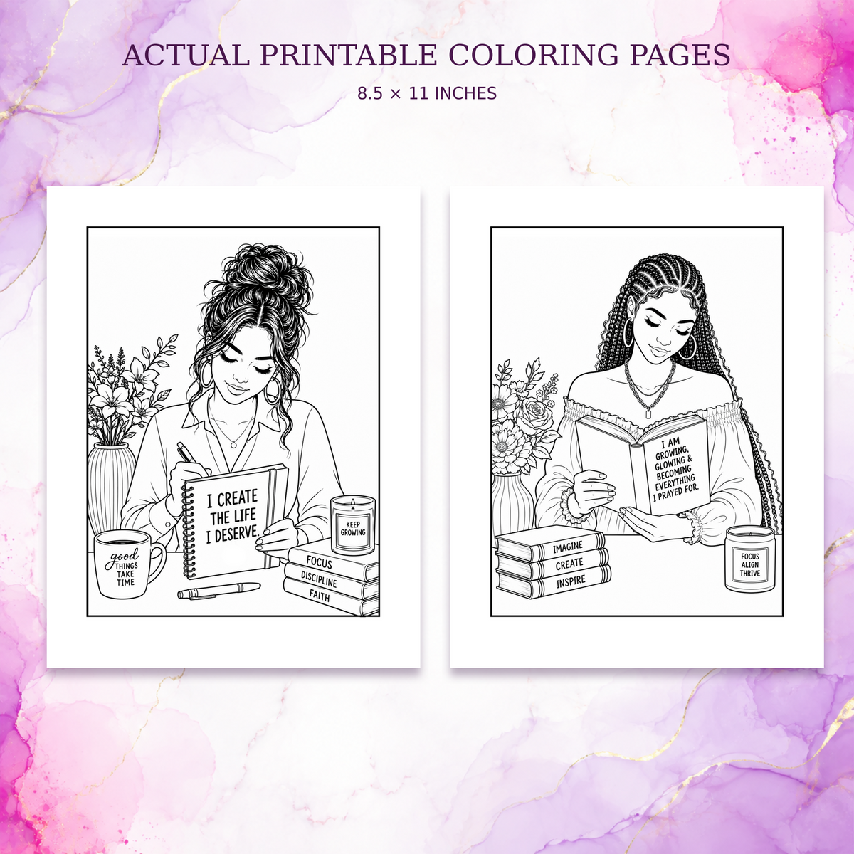Empowered in Every Shade — Print to Color Collection (7- Women Empowerment Images)