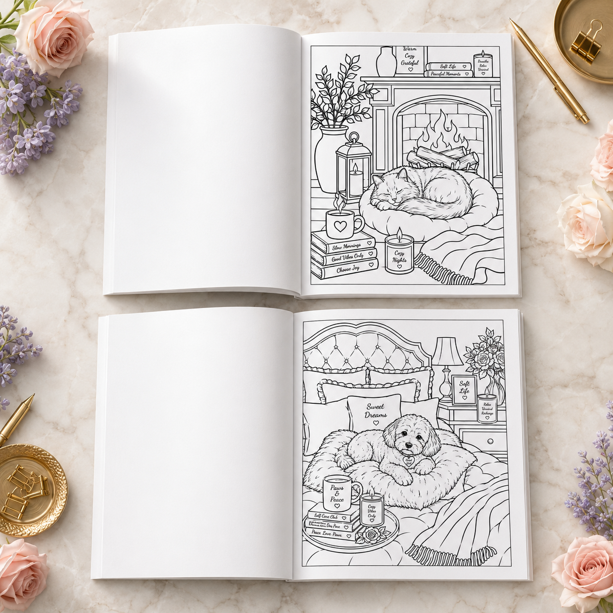 Her Soft Life: Paws & Luxury: Coloring Book for Adults & Pet Lovers