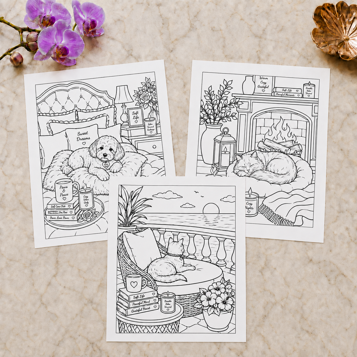 Her Soft Life: Paws & Luxury — Print to Color Collection