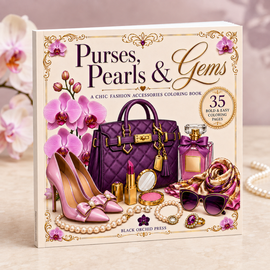 Purses, Pearls & Gems: A Chic Fashion Accessories Coloring Book