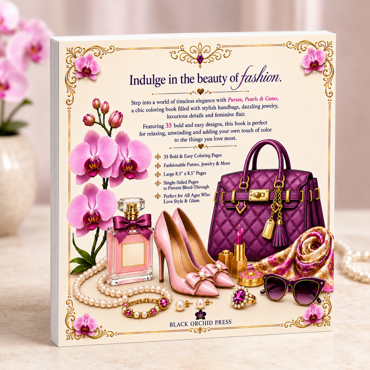 Purses, Pearls & Gems: A Chic Fashion Accessories Coloring Book
