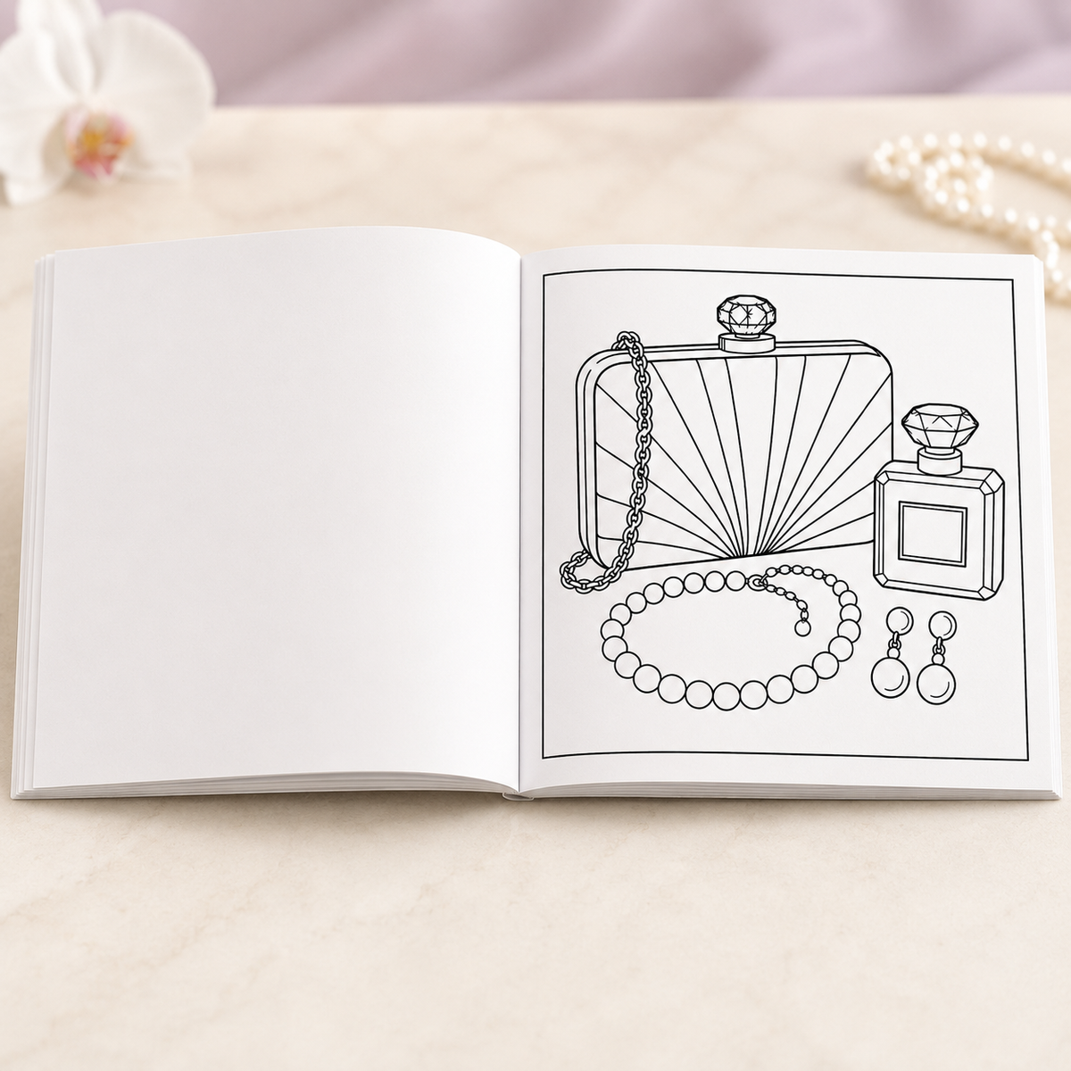 Purses, Pearls & Gems: A Chic Fashion Accessories Coloring Book