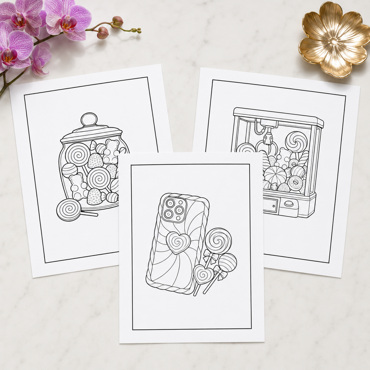 Sugar Pop: Candy, Gummies & Sugary Fun — Print to Color Collection