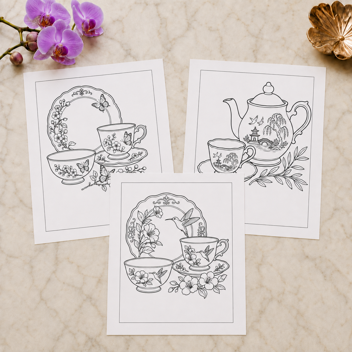 Timeless Tea: A Luxury China — Print to Color Collection