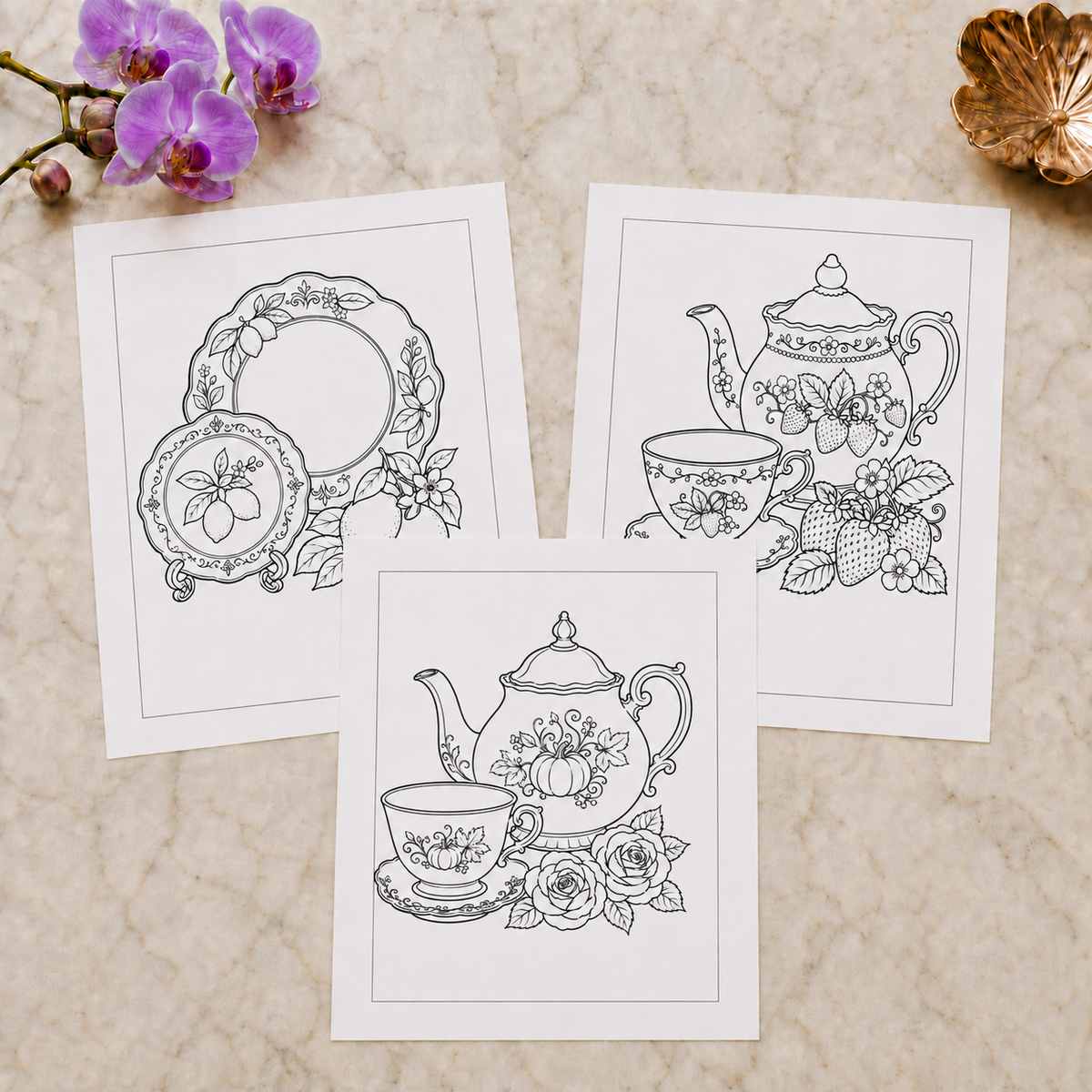 Timeless Tea: A Luxury China — Print to Color Collection